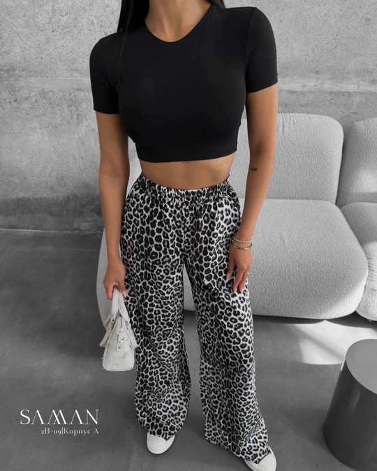 Летние женские брюки с принтом палаццо