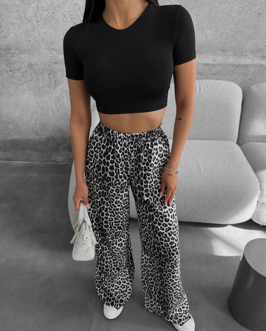 Летние женские брюки с принтом палаццо