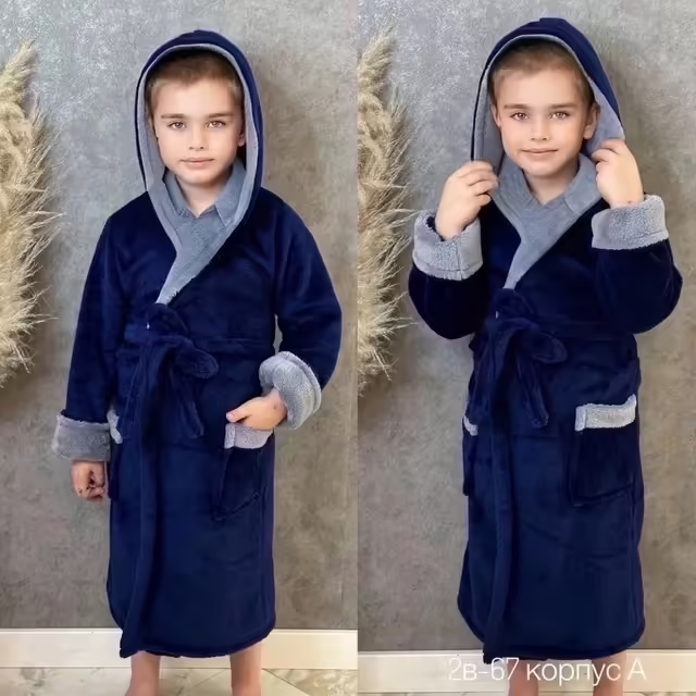 Подростковые детские халаты с капюшоном