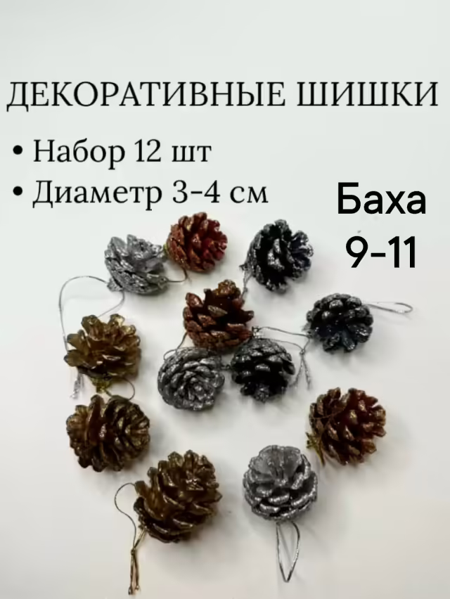 Набор елочных игрушек шишки