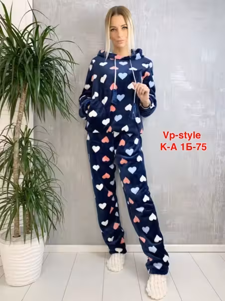 Домашние мягкие удобные женские комплекты с капюшоном на резинке